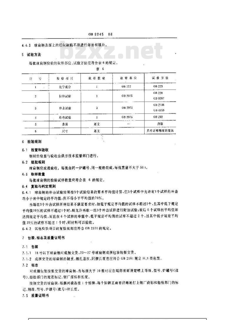 GB/T 9945-1988 造船用球扁钢