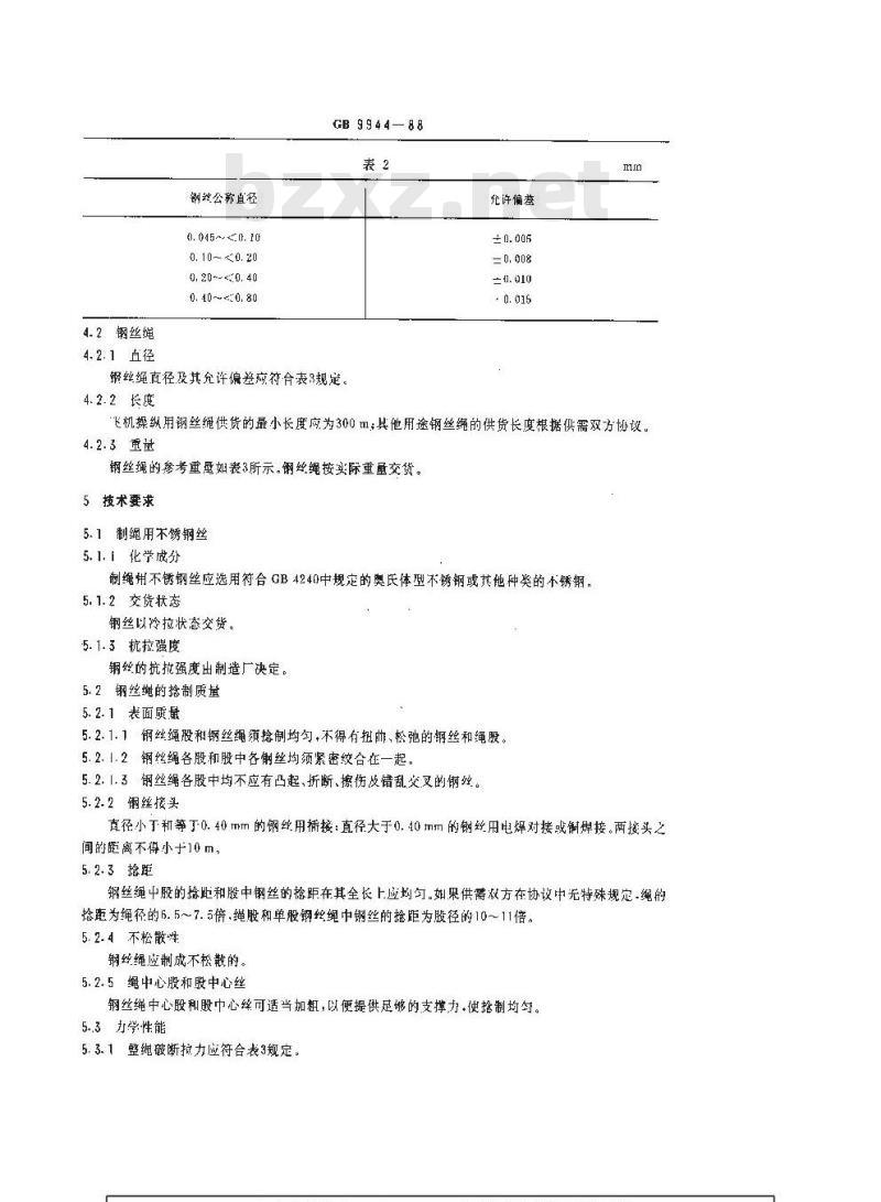 GB/T 9944-1988 不锈钢丝绳