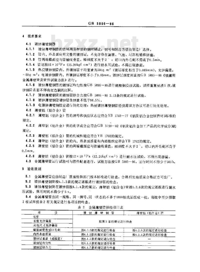 GB 5896-1986 喷灌用金属薄壁管