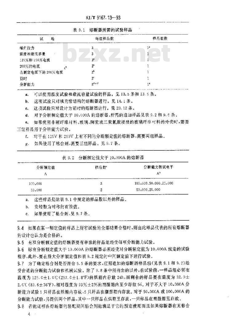 SJ/T 9167.13-1993 用于辅助过电流保护的熔断器