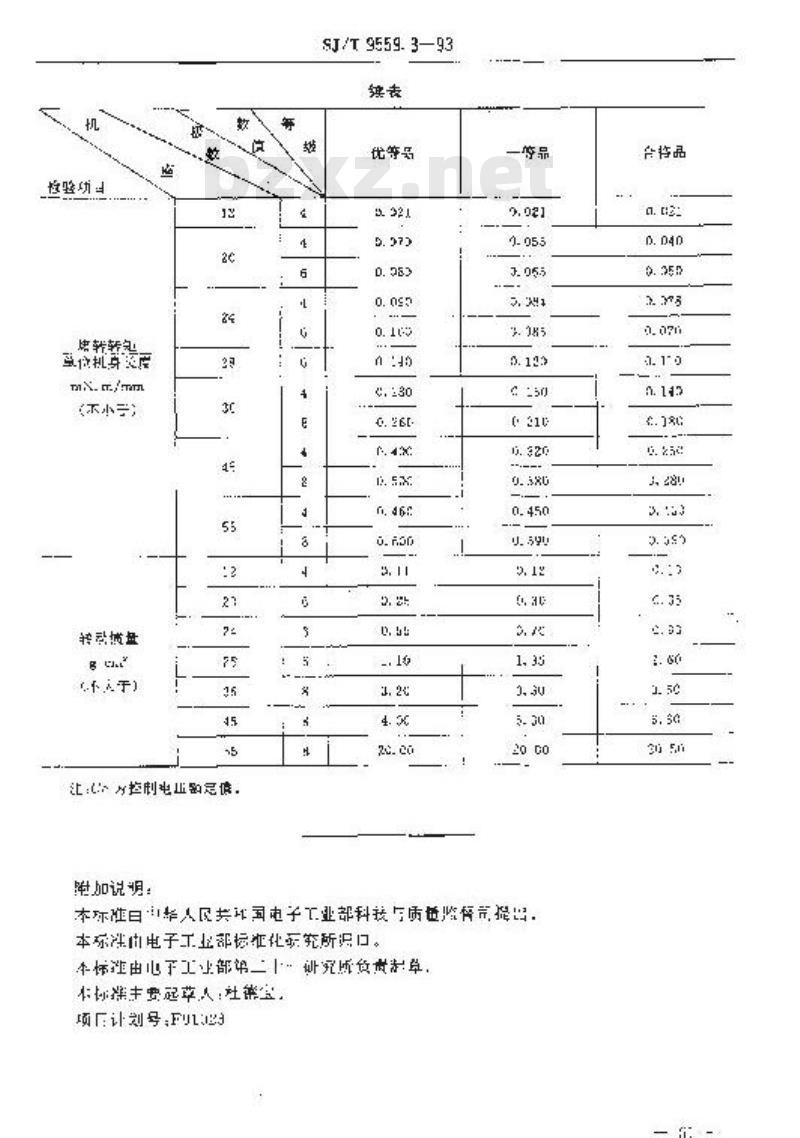 SJ/T 9559.3-1993 微特电机质量分等标准 交流伺服电动机
