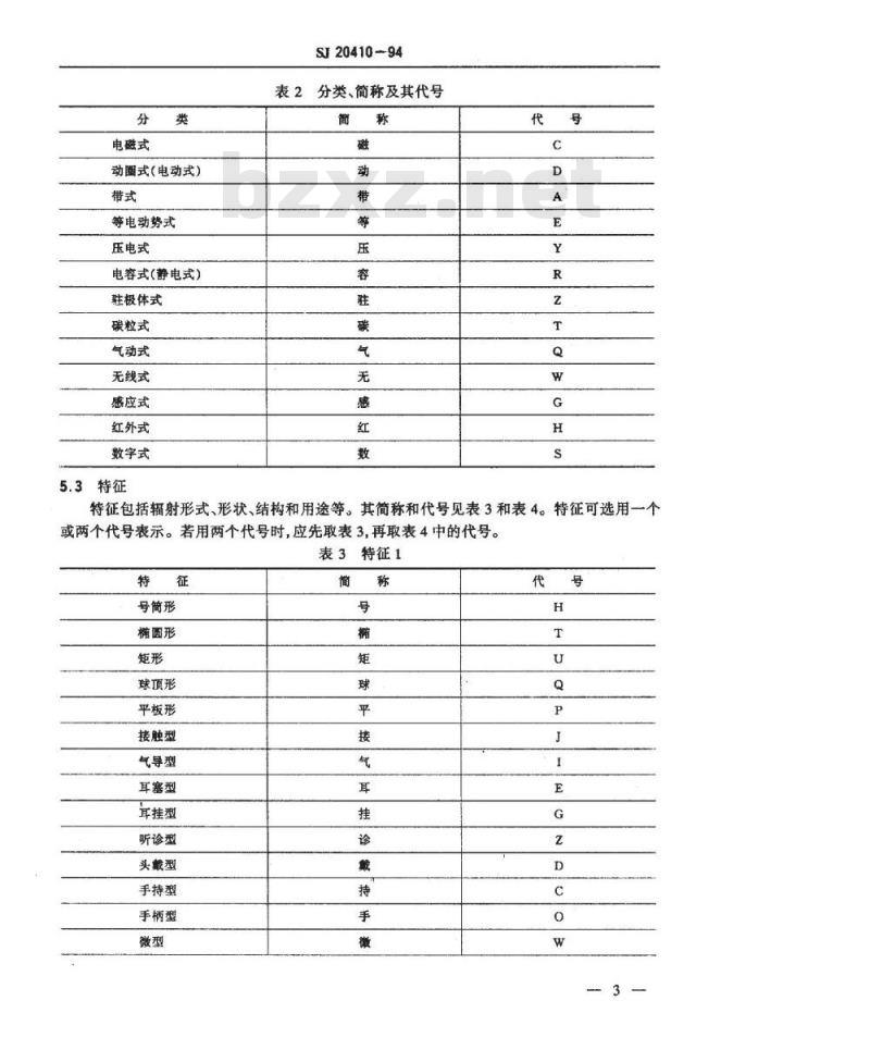 SJ 20410-1994 军用电声器件型号命名方法