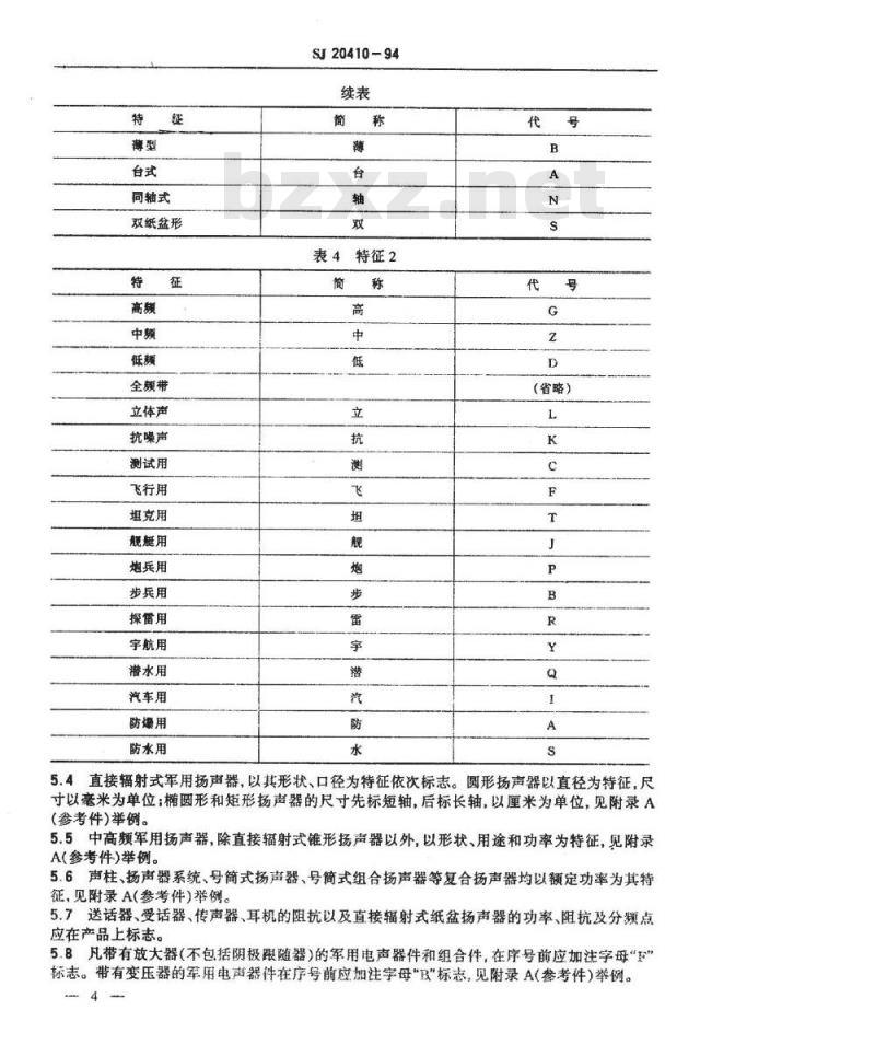 SJ 20410-1994 军用电声器件型号命名方法