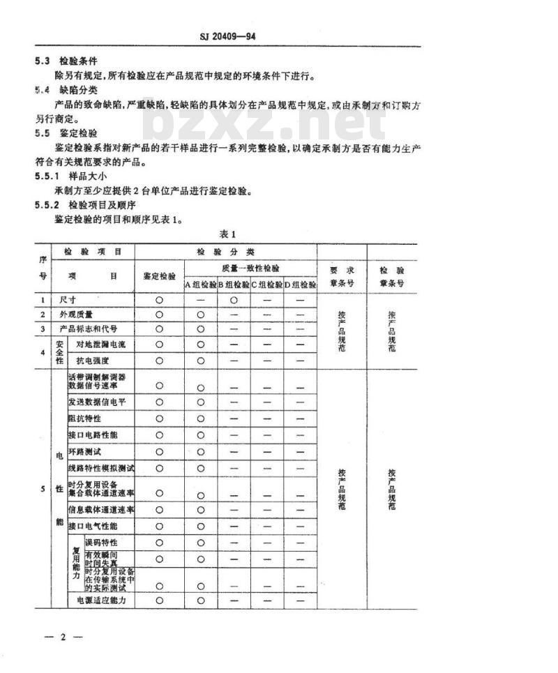 SJ 20409-1994 数据传输设备检验规则
