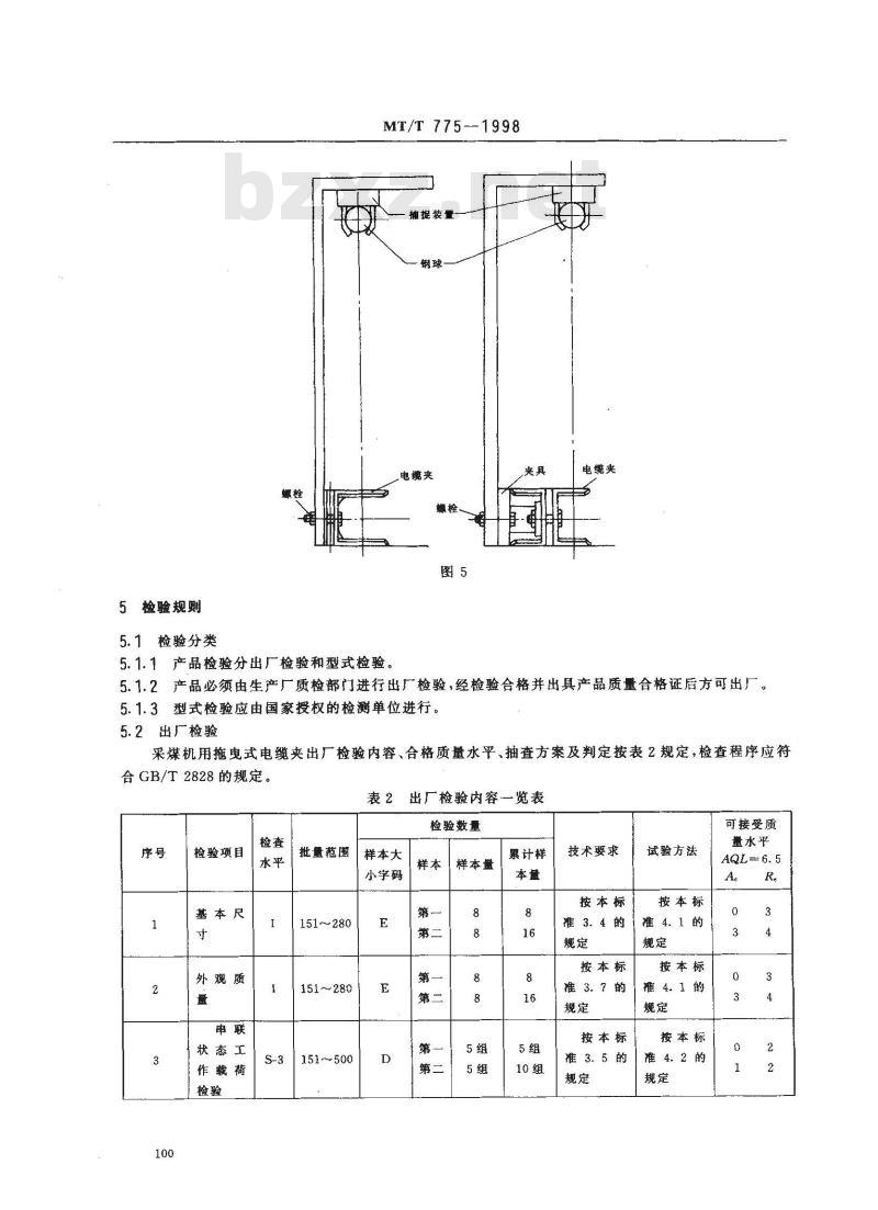 MT/T 775-1998 采煤机用拖曳式电缆夹技术条件