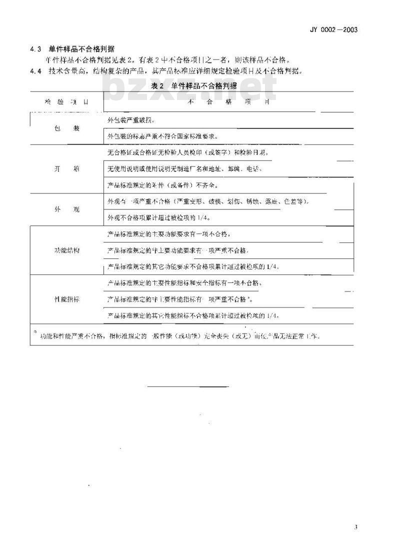 JY 0002-2003 教学仪器设备产品的检验规则