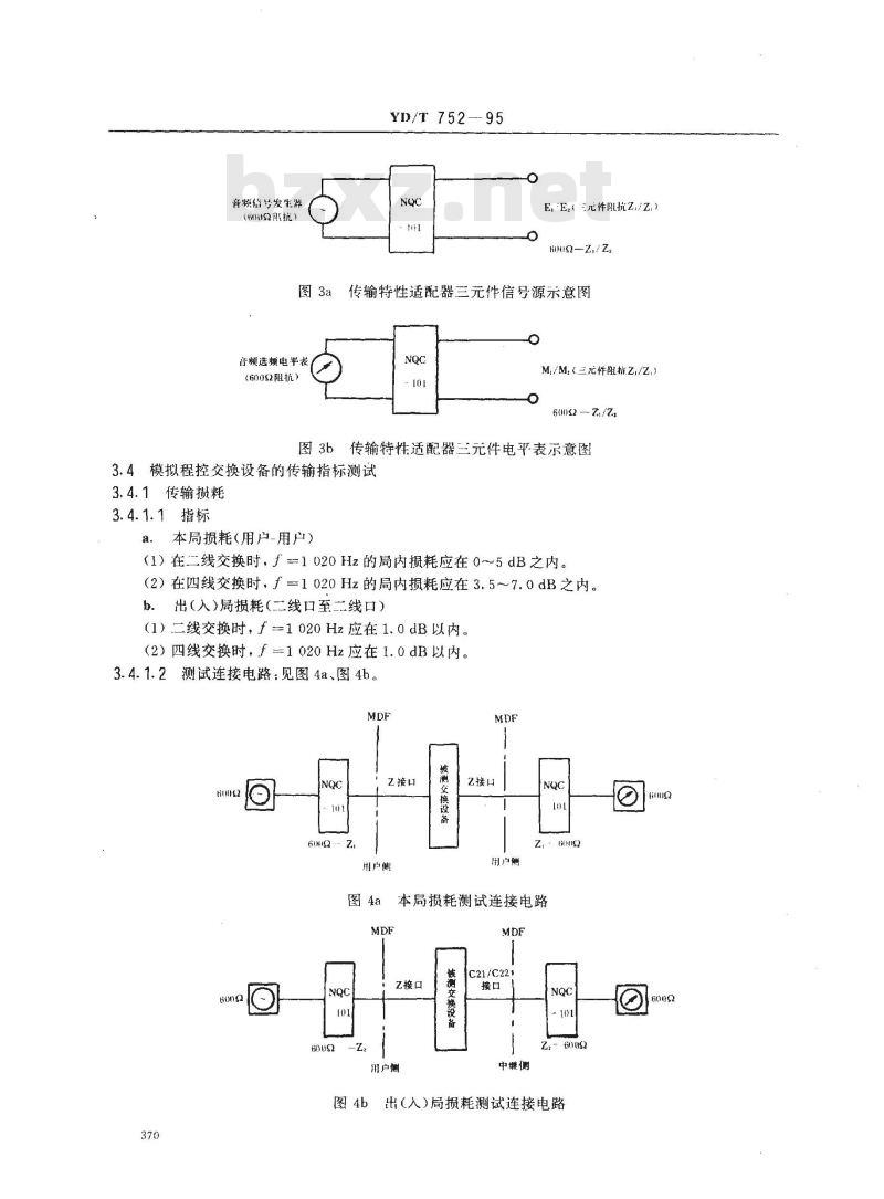 YD/T 752-1995 公用电话网局用模拟程控电话交换设备进网检测方法