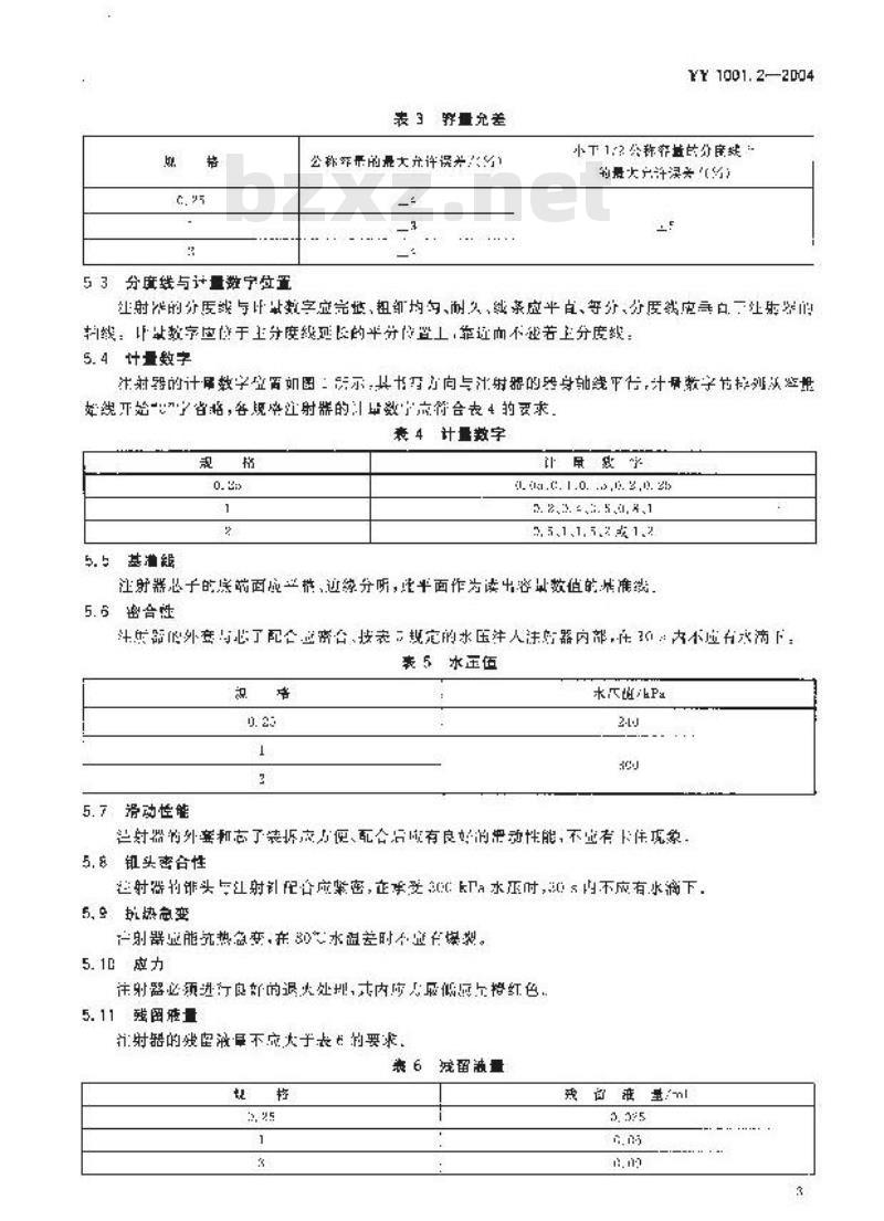 YY 1001.2-2004 玻璃注射器 第2部分：蓝芯全玻璃注射器