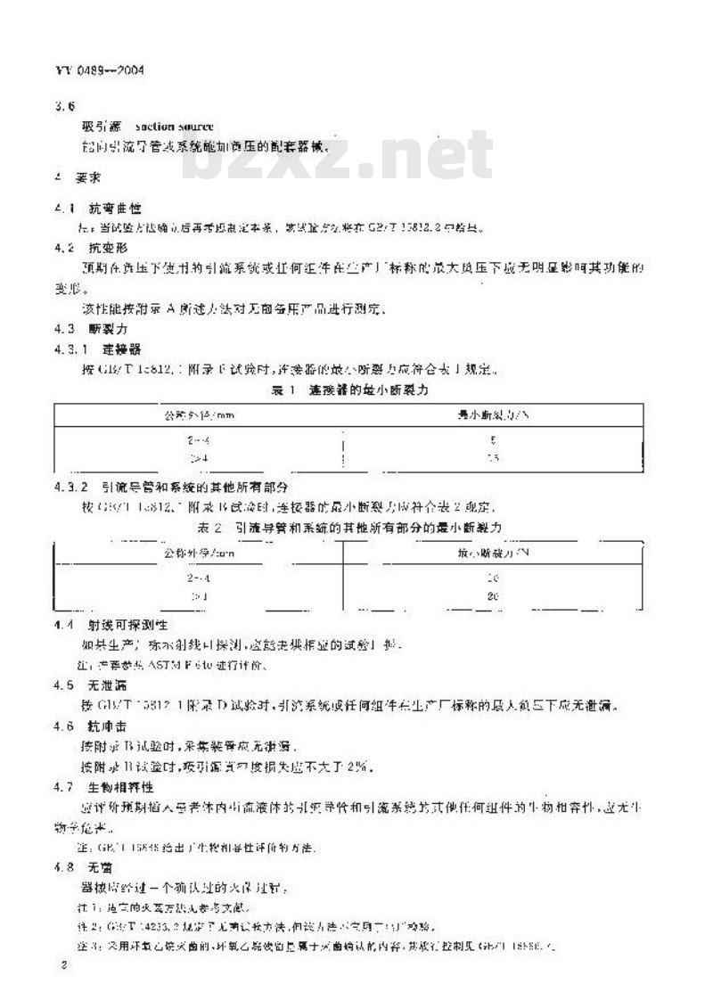 YY 0489-2004 一次性使用无菌引流导管及辅助器械