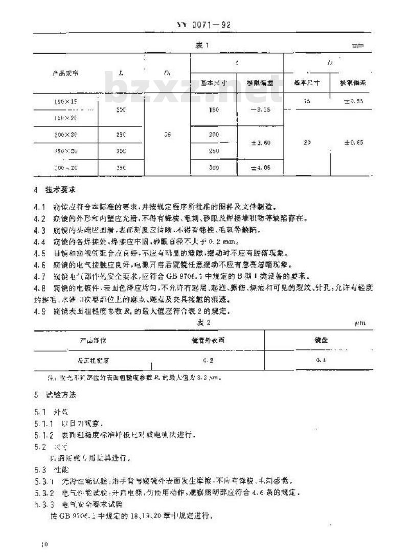 YY 0071-1992 直肠、乙状结肠窥镜