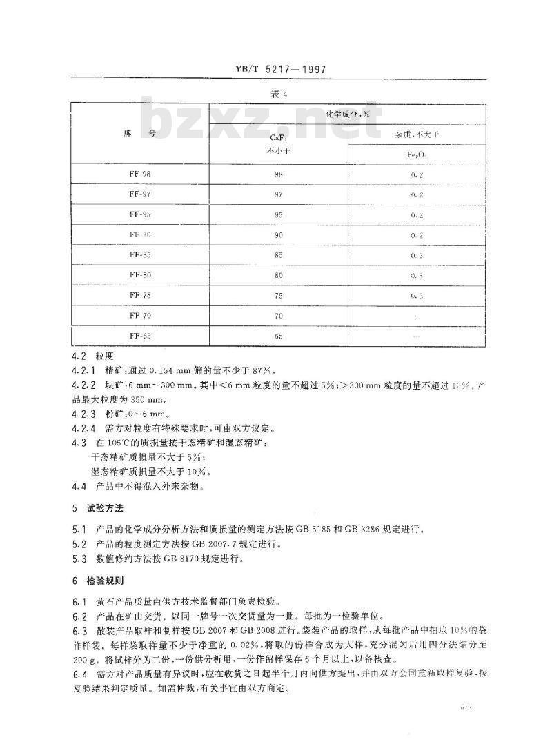 YB/T 5217-1997 萤石