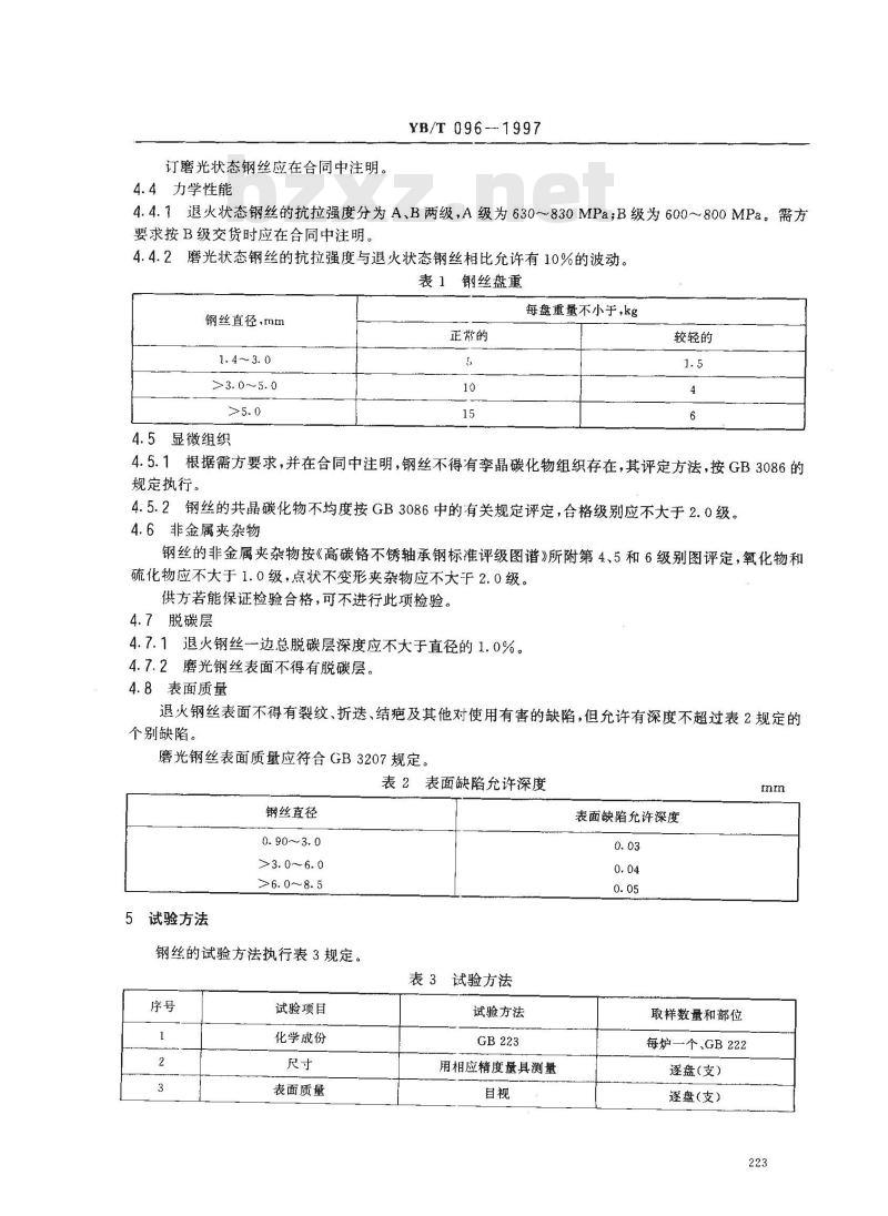 YB/T 096-1997 高碳铬不锈钢丝