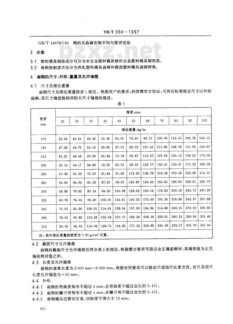 YB/T 094-1997 塑料模具用扁钢