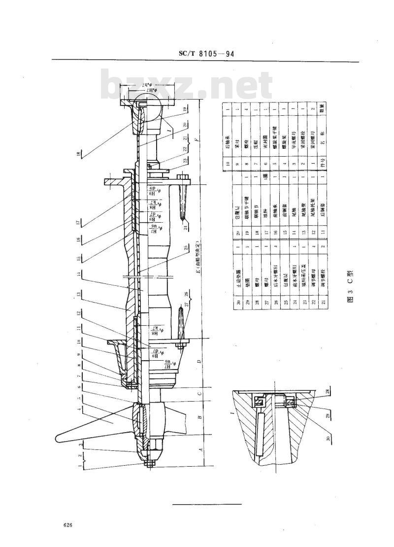SC/T 8105-1994 木质渔船尾轴系列