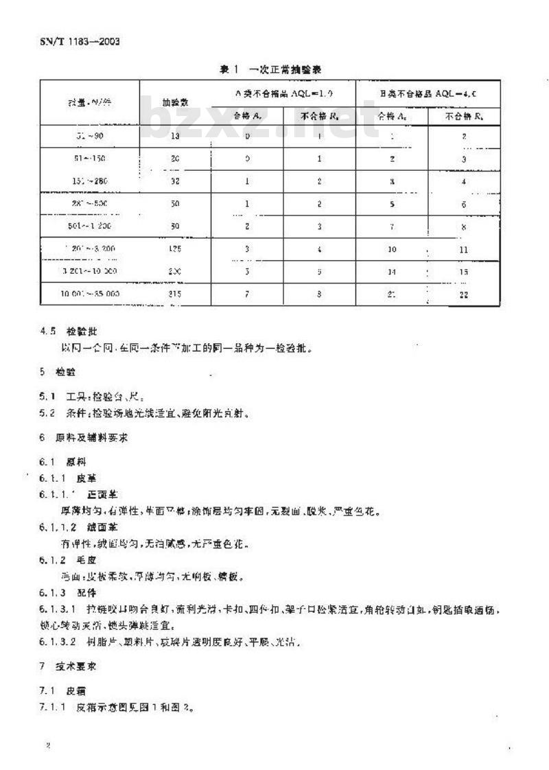 SN/T 1183-2003 进出口皮箱、皮包、皮夹检验规程