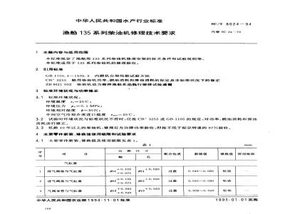 SC/T 8024-1994 渔船135系列柴油机修理技术要求