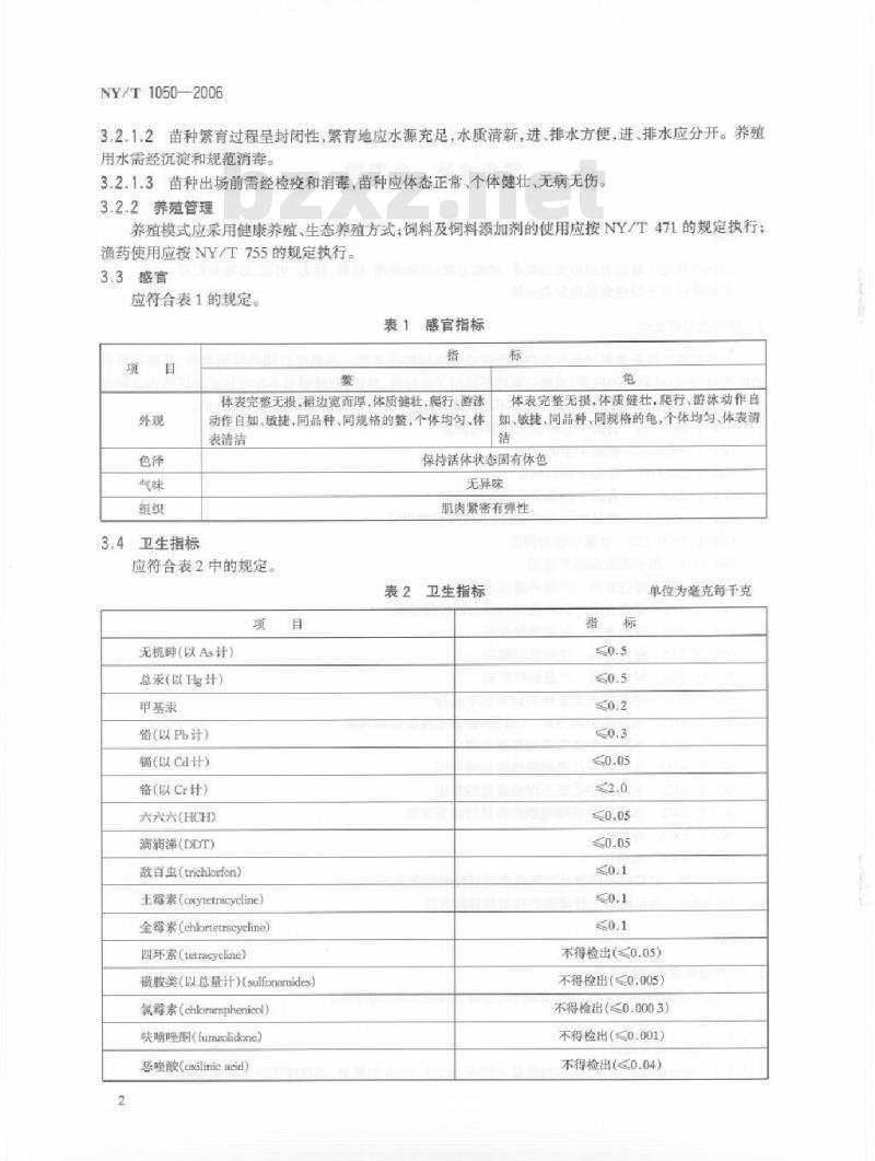 NY/T 1050-2006 绿色食品龟鳖类