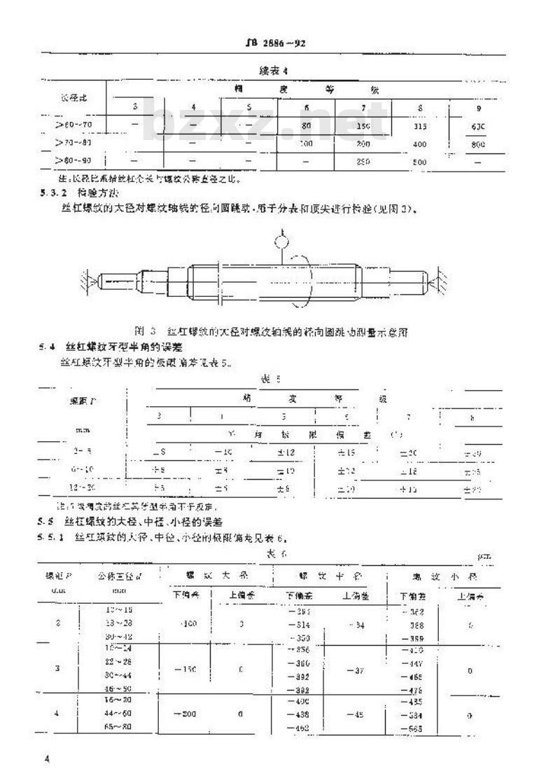 JB/T 2886-1992 机床梯形螺纹丝杠、螺母 技术条件
