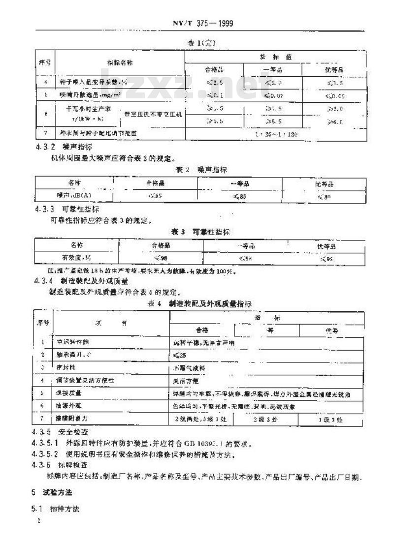 NY/T 375-1999 种子包衣机试验鉴定方法