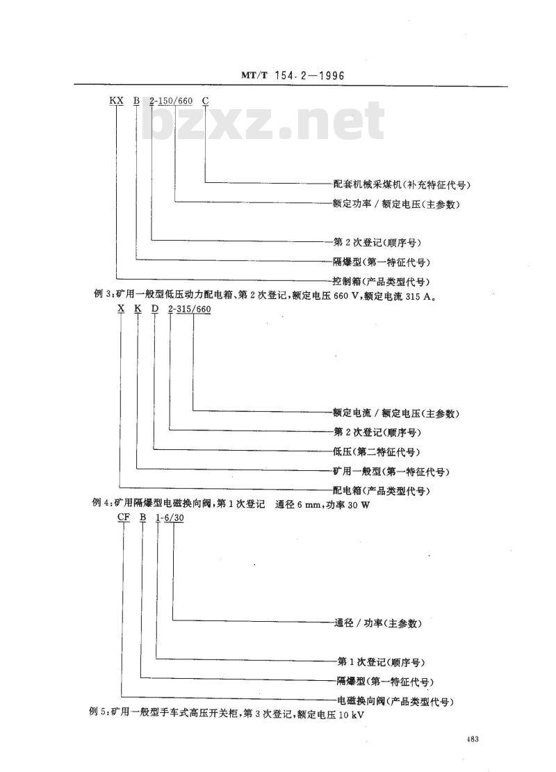 MT/T 154.2-1996 煤矿用电器设备产品型号编制方法和管理办法