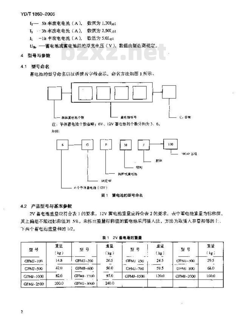 YD/T 1360-2005 通信用阀控式密封胶体蓄电池