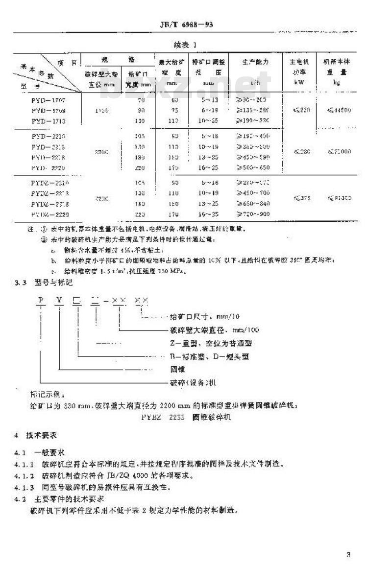 JB/T 6988-1993 弹簧圆锥破碎机
