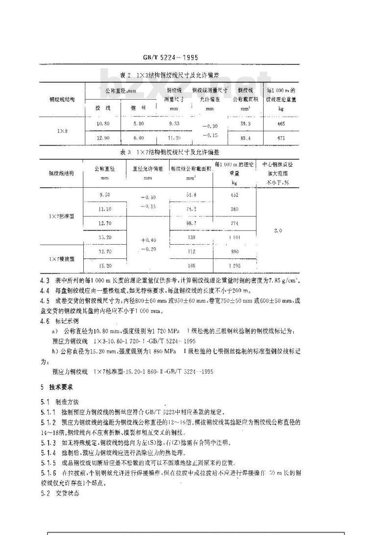 GB/T 5224-1995 预应力混凝土用钢绞线