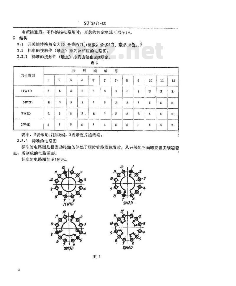 SJ 2691-1986 中心安装、双孔定位的ＫＸ１３型旋转片式开关(低电负荷) 最多１２位、最大直径４２毫米