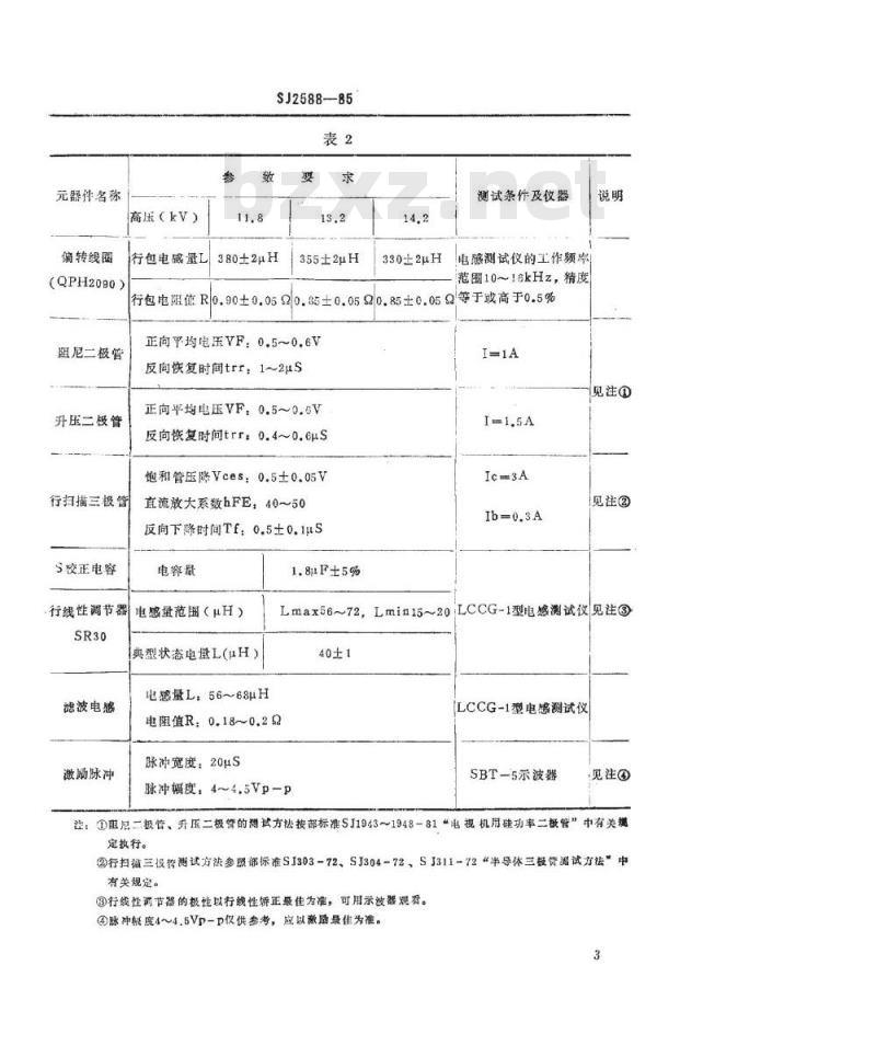 SJ 2588-1985 ＢＳＨ１２～１４－１Ｌ、ＢＳＨ１２～１４－２Ｌ型一体化回扫变压器