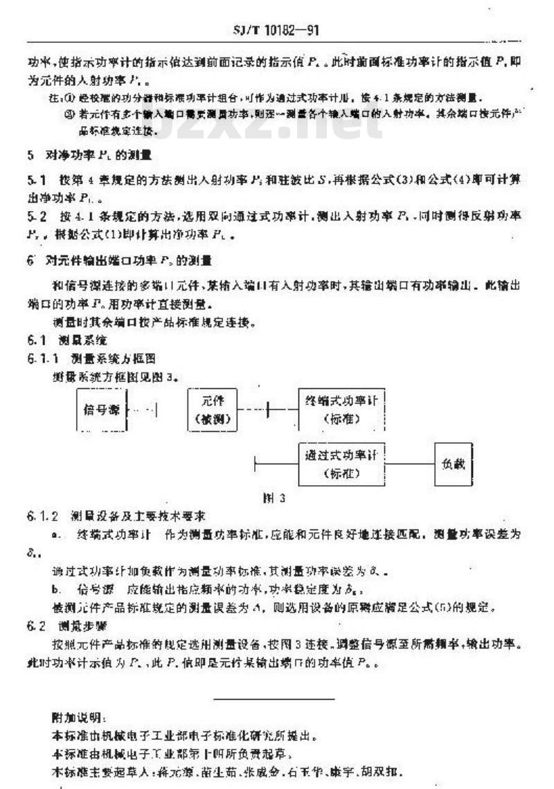 SJ/T 10182-1991 波导和同轴件功率测量方法