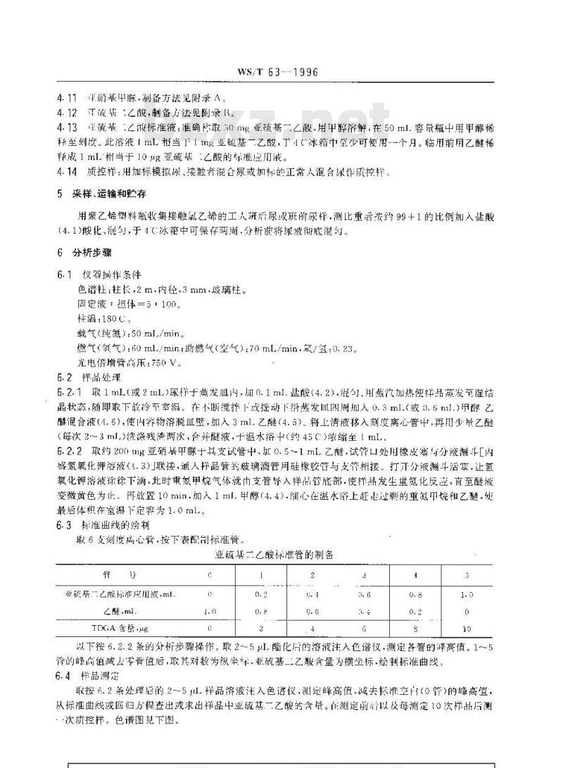 WS/T 63-1996 尿中亚硫基二乙酸的气相色谱测定方法