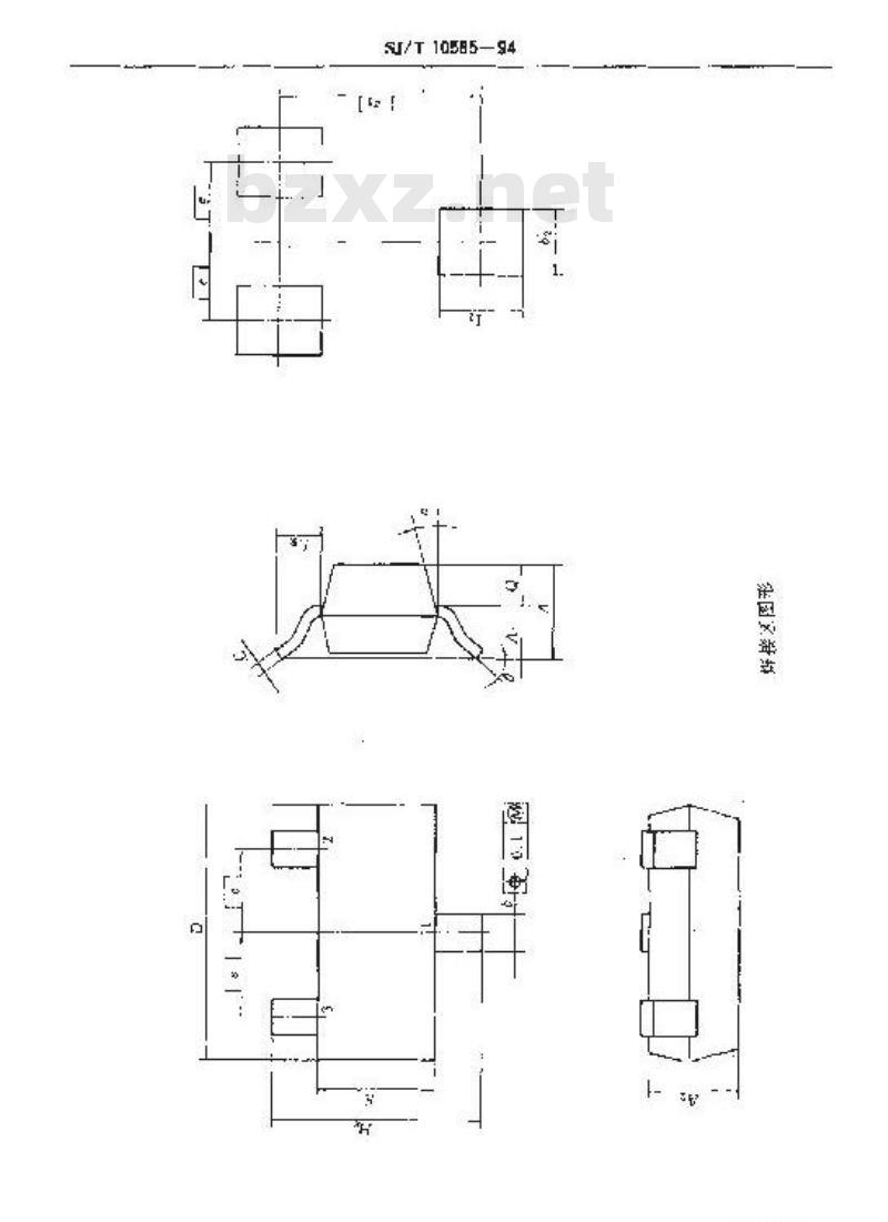 SJ/T 10585-1994 半导体分立器件表面安装器件外型尺寸及引线框架尺寸