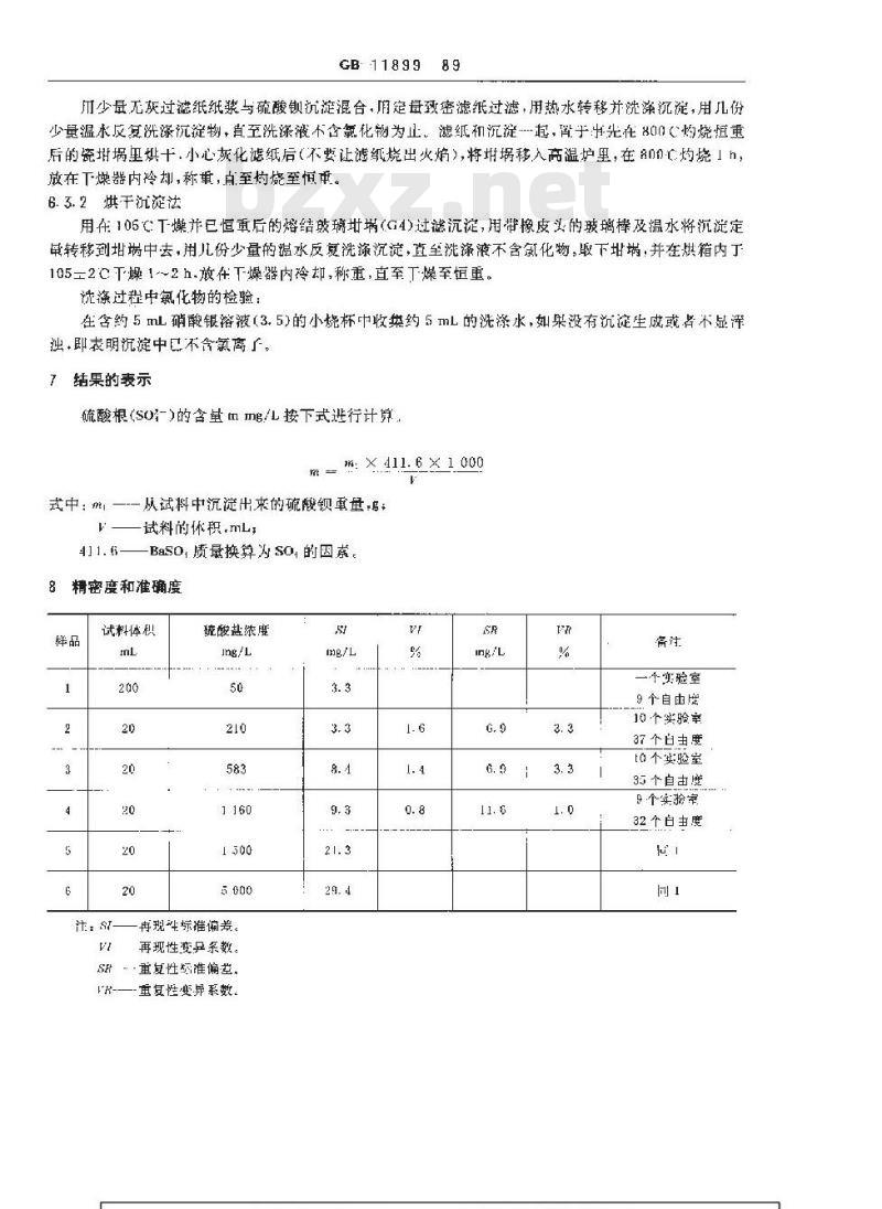 GB 11899-1989 水质 硫酸盐的测定 重量法