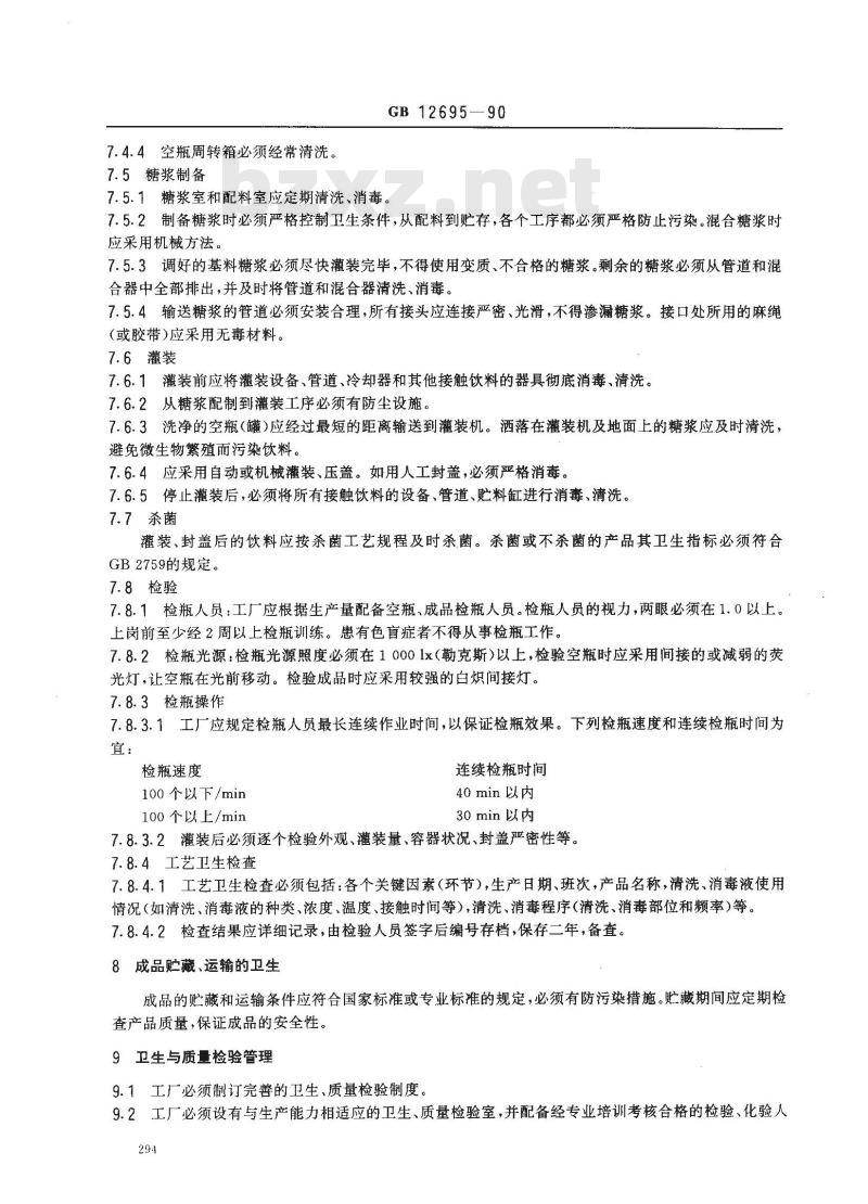GB 12695-1990 饮料厂卫生规范