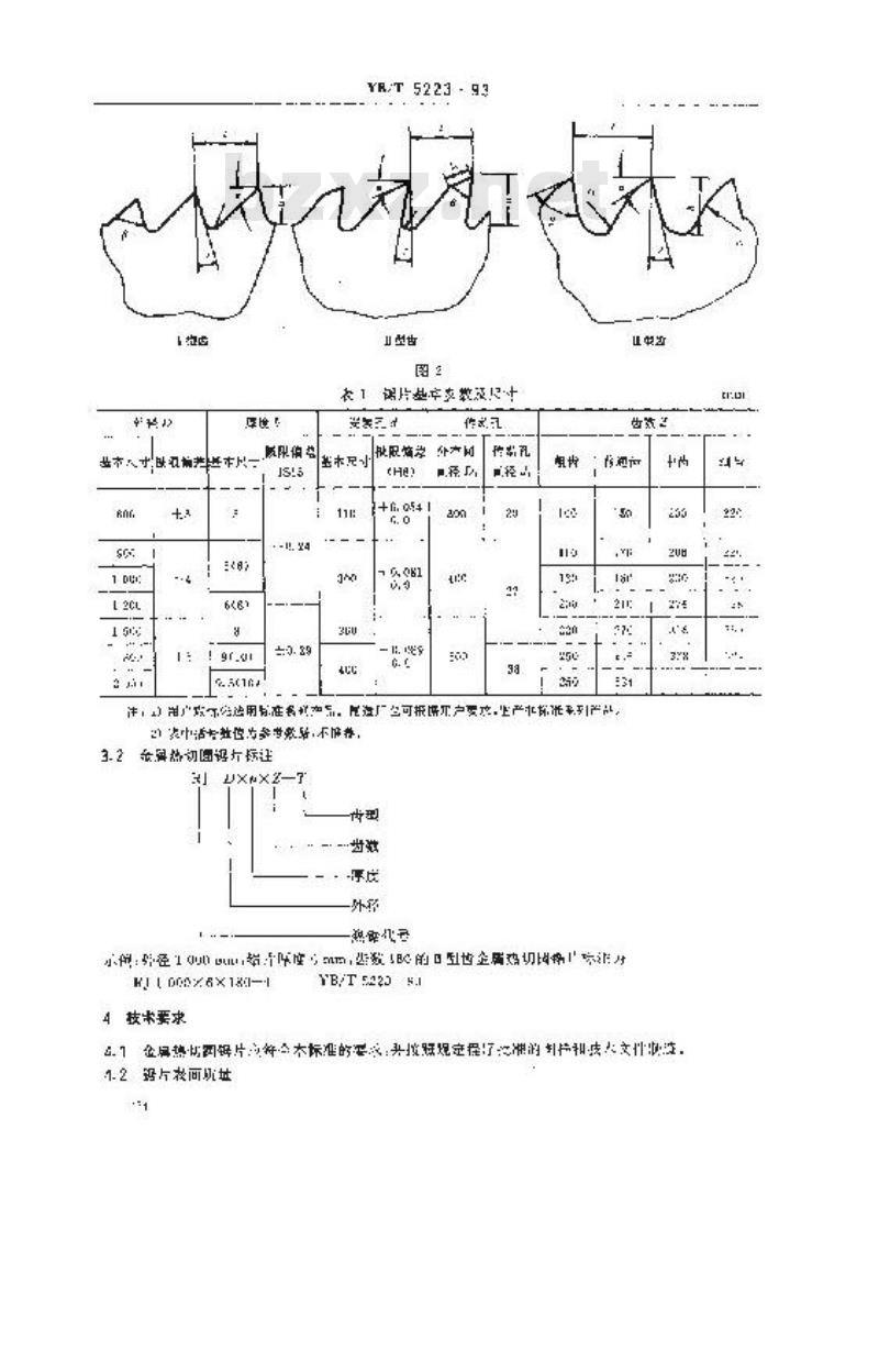 YB/T 5223-1993 金属热切圆锯片