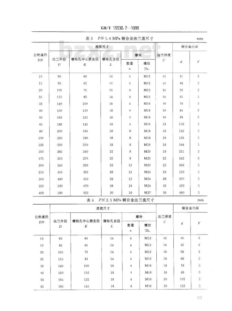 GB/T 15530.7-1995 铜合金法兰盖
