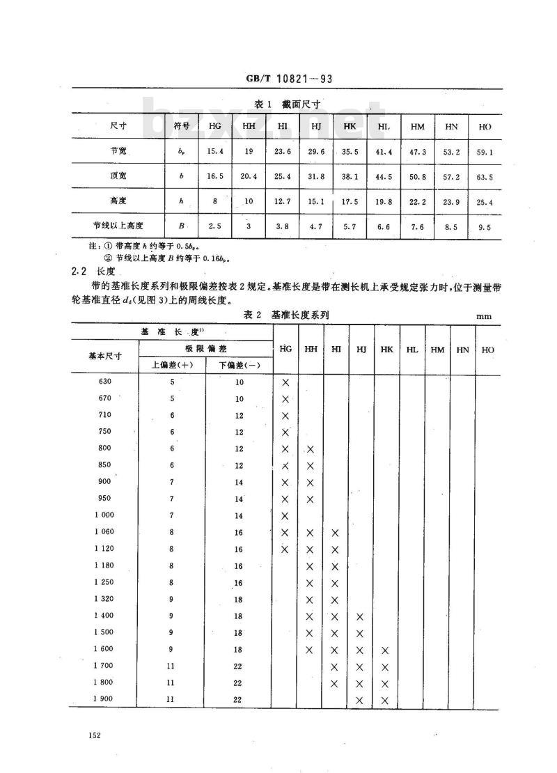 GB/T 10821-1993 农业机械用V带尺寸