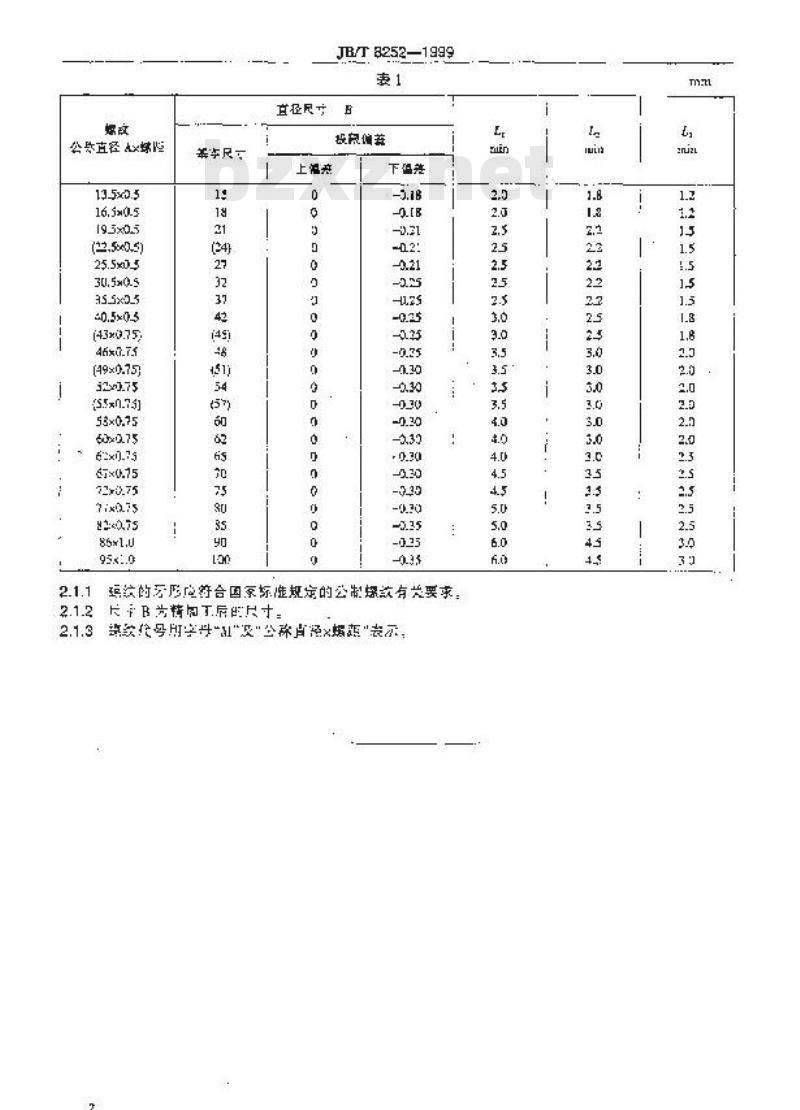 JB/T 8252-1999 直径100毫米以内的前镜筒与附件的配合尺寸