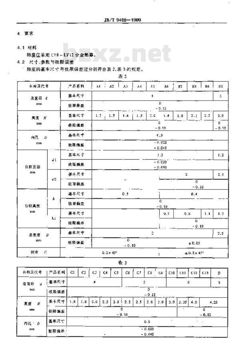 JB/T 9488-1999 仪表用轴座