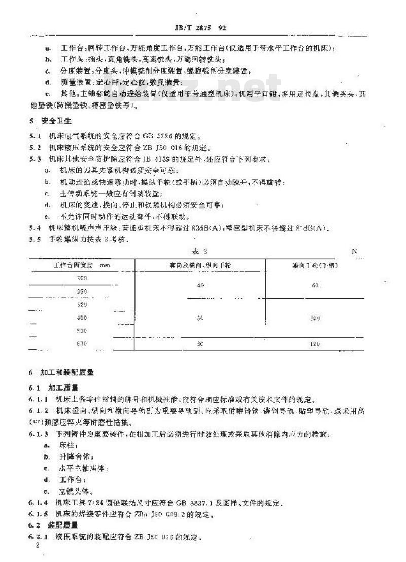 JB/T 2875-1992 万能工具铣床 技术条件