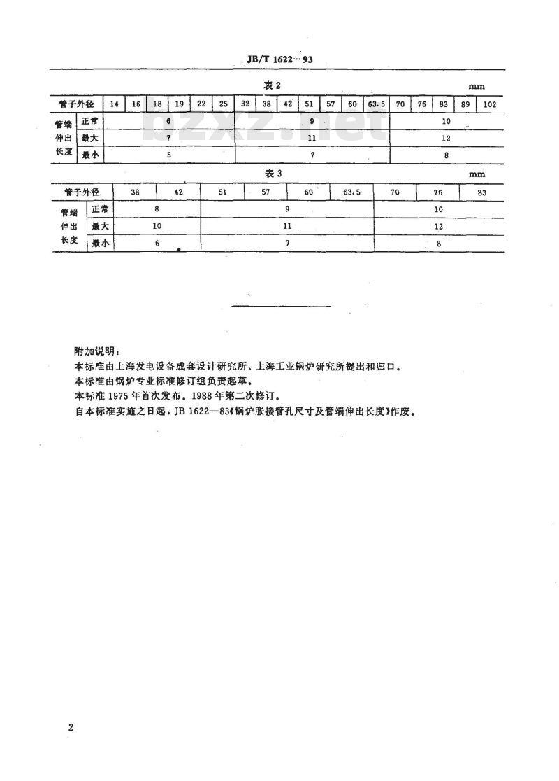 JB/T 1622-1993 锅炉胀接管孔尺寸和管端伸出长度