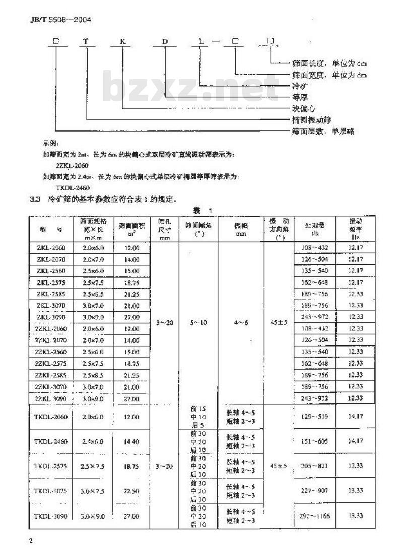 JB/T 5508-2004 冷矿振动筛