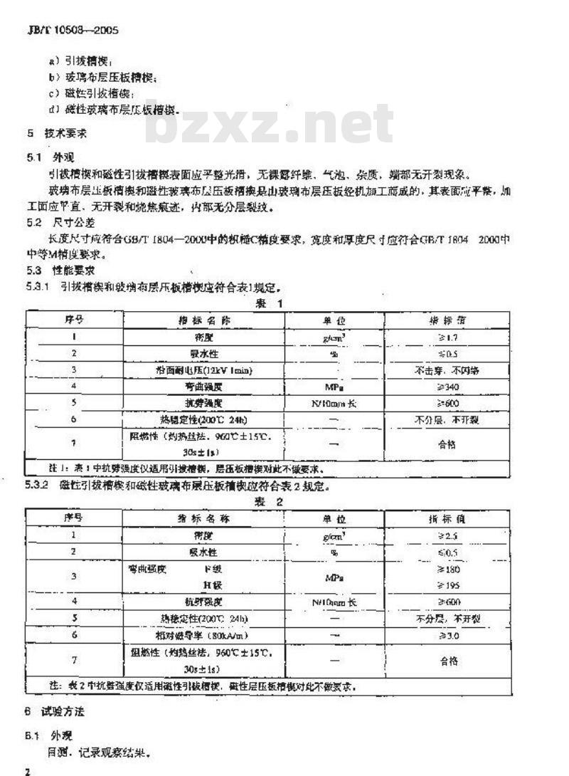 JB/T 10508-2005 中小电机用槽楔 技术条件 JB/T 10508-2005 中小电机用槽楔 技术条件