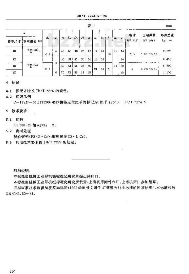 JB/T 7274.5-1994 定位把手