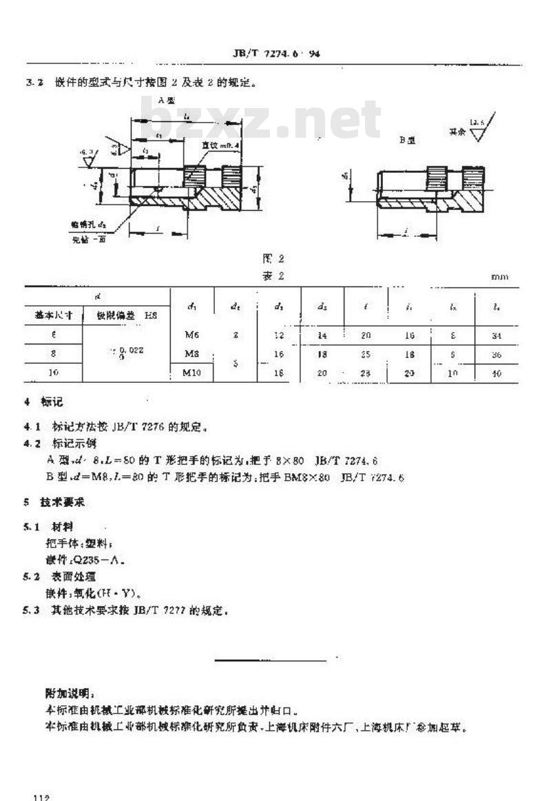 JB/T 7274.6-1994 T 形把手 JB/T 7274.6-1994 T 形把手