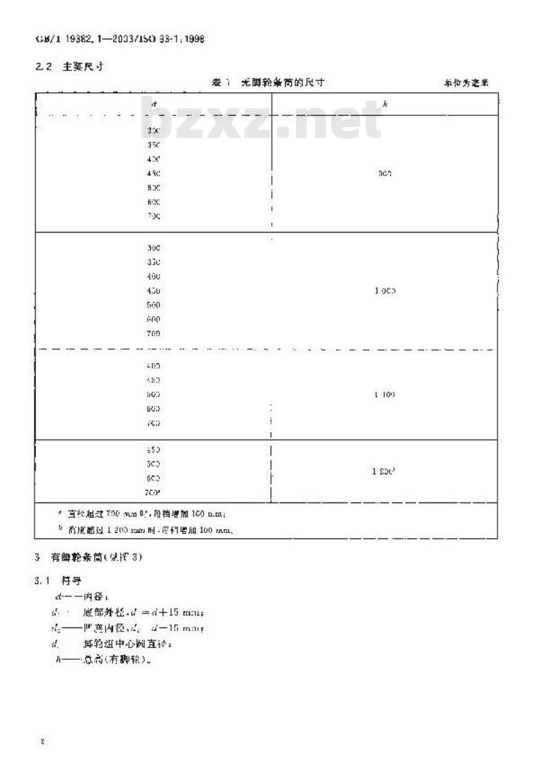 GB/T 19382.1-2003 纺织机械与附件 圆柱形条筒 第1部分：主要尺寸