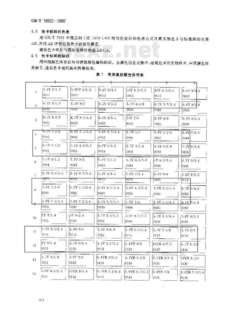 GB/T 18922-2002 建筑颜色表示方法