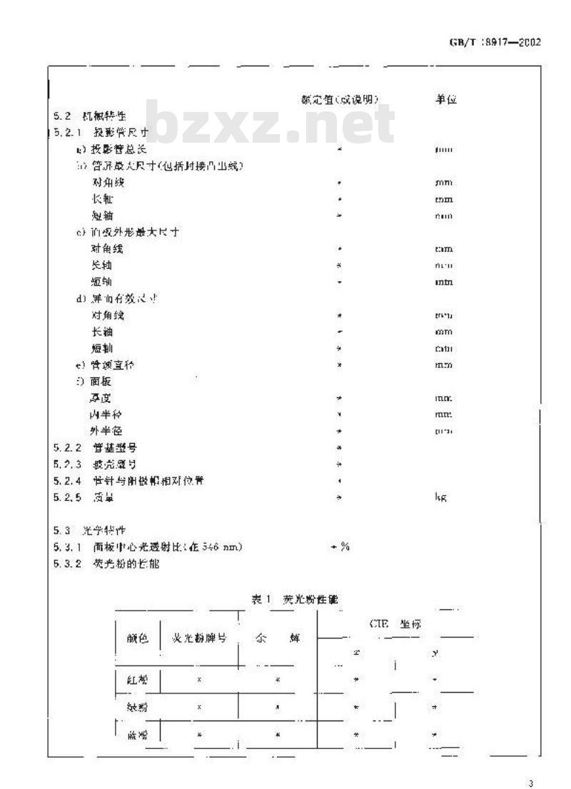 GB/T 18917-2002 彩色投影显象管空白详细规范