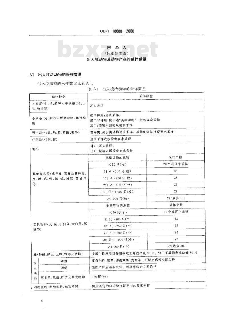 GB/T 18088-2000 出入境动物检疫采样