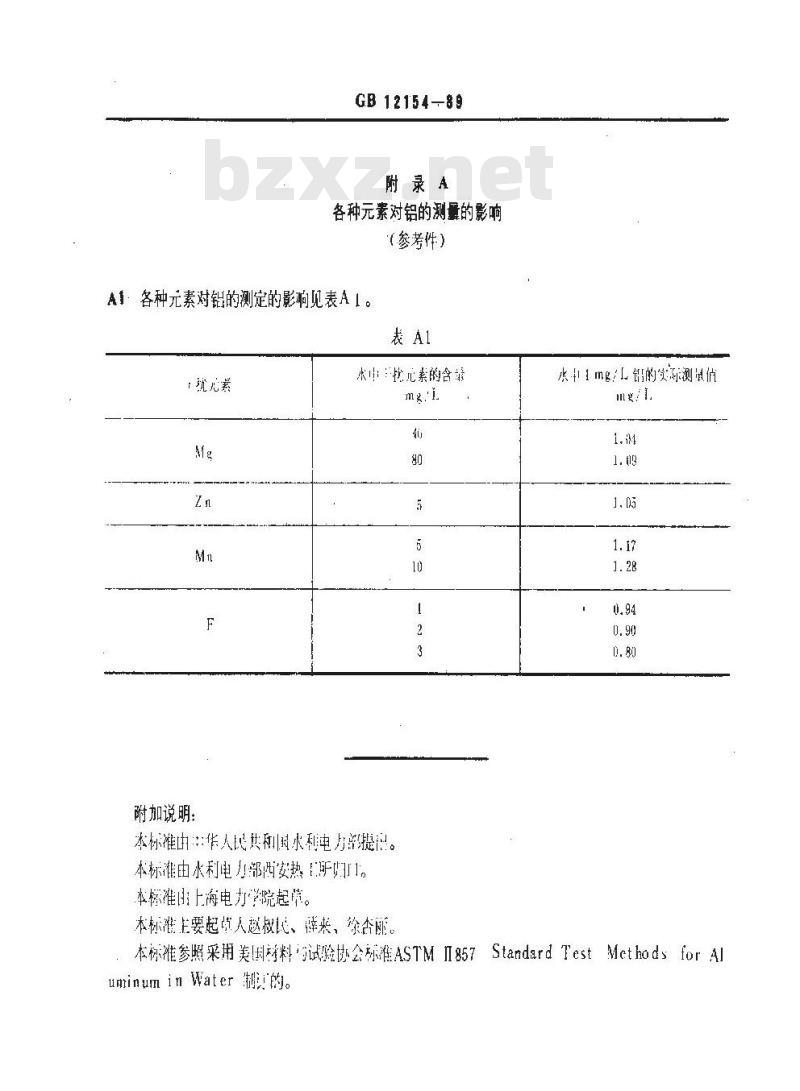 GB/T 12154-1989 锅炉用水和冷却水分析方法 全铝的测定